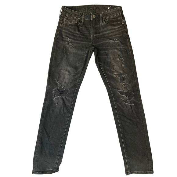 American Eagle Outfitters Men Skinny Jeans size 29 x 20 Black Mid Rise Stretch - Picture 1 of 11